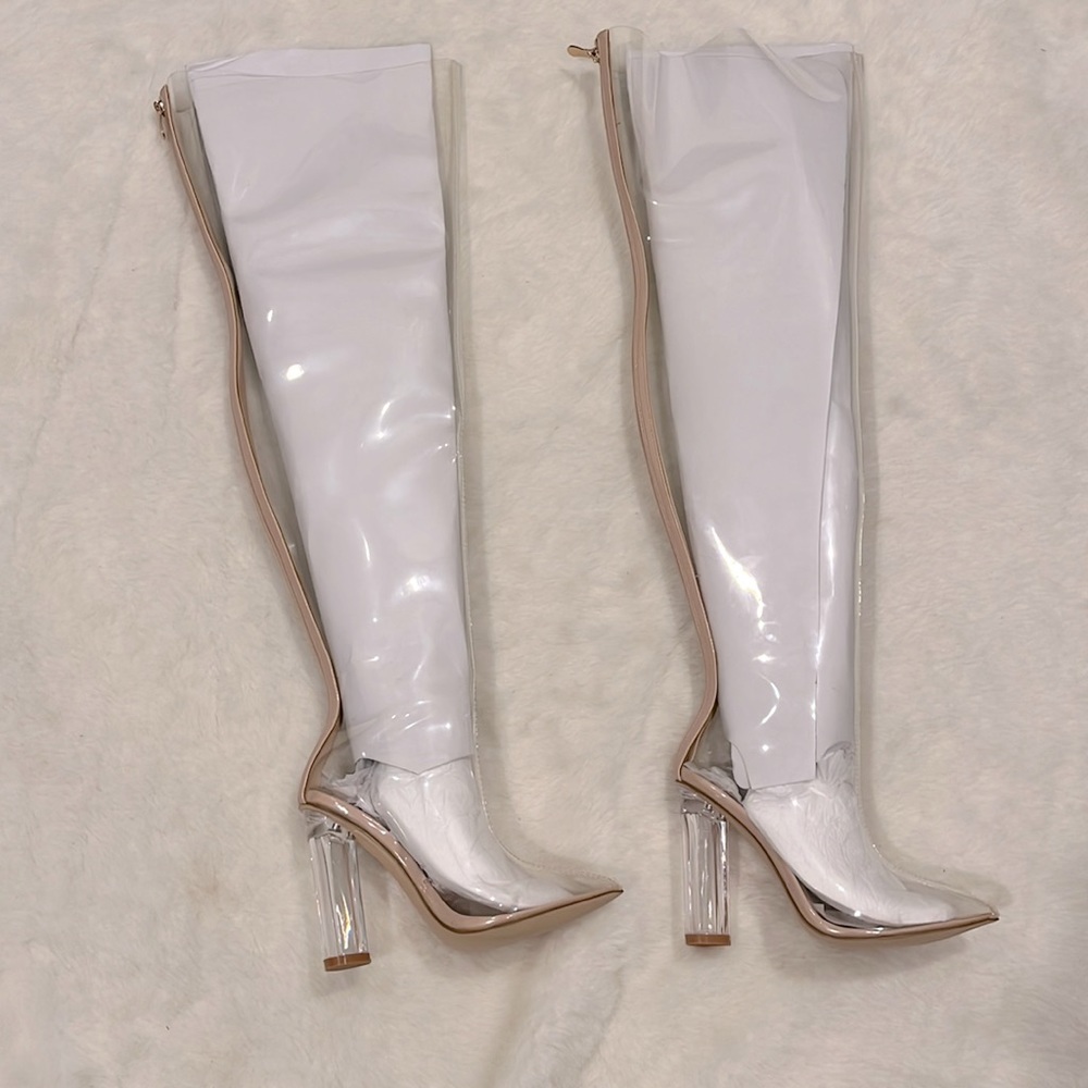 Cape Robbin clear pvc thigh high over the knee boots size 6
